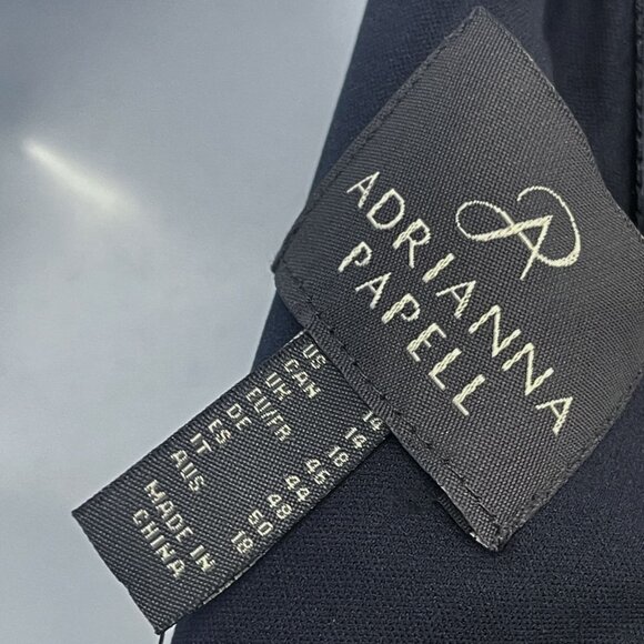 Adrianna Papell Chiffon One Shoulder Maxi Dress Gown Pleated Navy Blue 14 - Picture 13 of 14